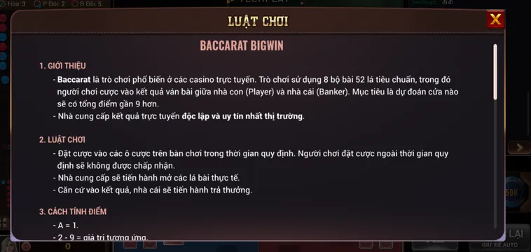 Baccarat BigWin Tại BomWin Sảnh Cược Đẳng Cấp Đỉnh Cao Nhất Hiện Nay