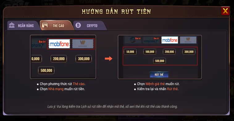 Rút Tiền BomWin Bằng Thẻ Cào Thành Công Nhận Thưởng Siêu Tốc