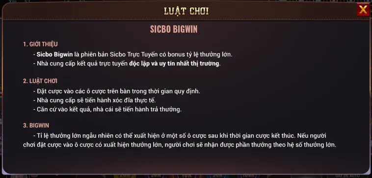 Sicbo BigWin Tại BomWin Đỉnh Cao Trò Chơi Xúc Xắc Đầy Sức Hút
